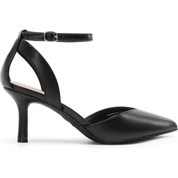 🆕Women  Black Kitten Heels Pumps Closed Pointed Toe D'Orsay Dress Shoes Wedding - Picture 2 of 7